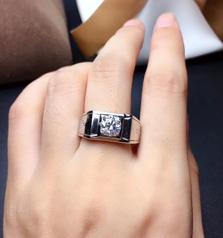 attractive crackling moissanite gemstone ring for men gift flashing gem ring engagement ring birthday party gift silver ring