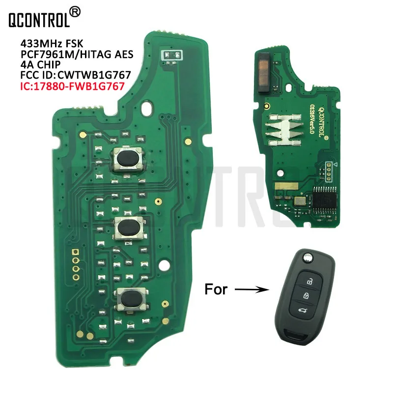 QCONTROL Car Remote Key Electronic Circuit Board for Renault Kadjar Captur Symbol Megane3 Megane III For Dacia Duster CWTWB1G767