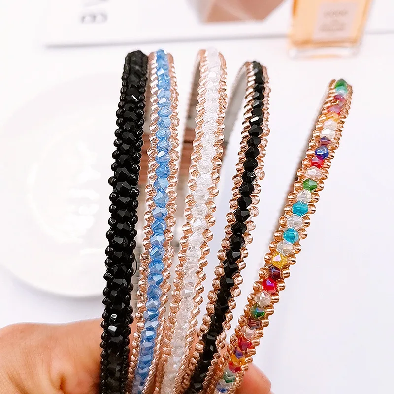 2020 New Classic Fashion Three Rows Color Headband Crystal Hairband Festival Hair Rhinestone for Women Girl Accessories Headwear