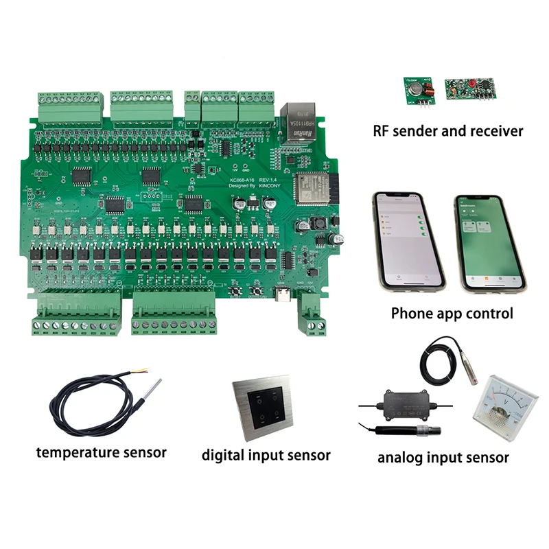 KC868-A16 rede de relé ethernet esp32 placa desenvolvimento wi fi switch mqtt tcp web http esphome assistente casa tasmota módulo diy