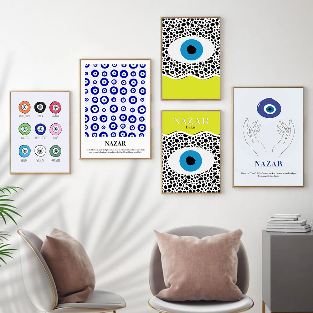 Nazar Abstract Evil Eye Art Poster Picture Nordic Wall Mural Painting Canvas Prints Stairs Living Bed ​Room Home Decor Frameless