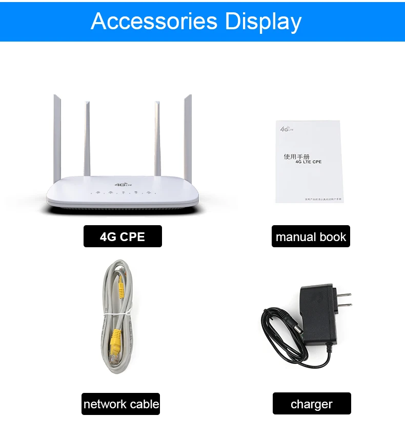 4G CPE 4G router SIM card WiFi modem Hotspot 32 wifi users RJ45 WAN LAN antenna LTE wireless router