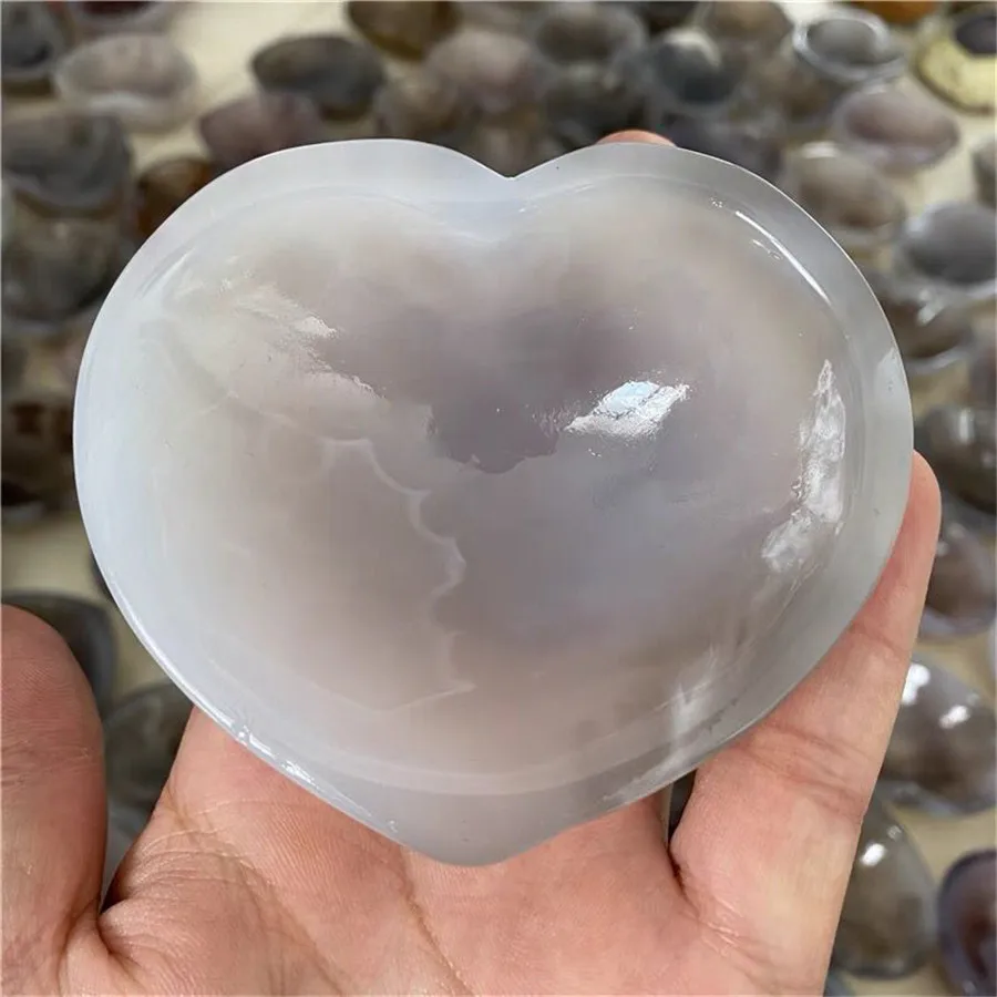 Natural Grey Rought Agate Crystals Stone Bowl Jewellery Box/Smoking Tube Ashtray Point Healing Decoration