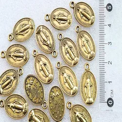 100 Pieces / Catholic Yellow Santa Maria Medal Amulet Medal