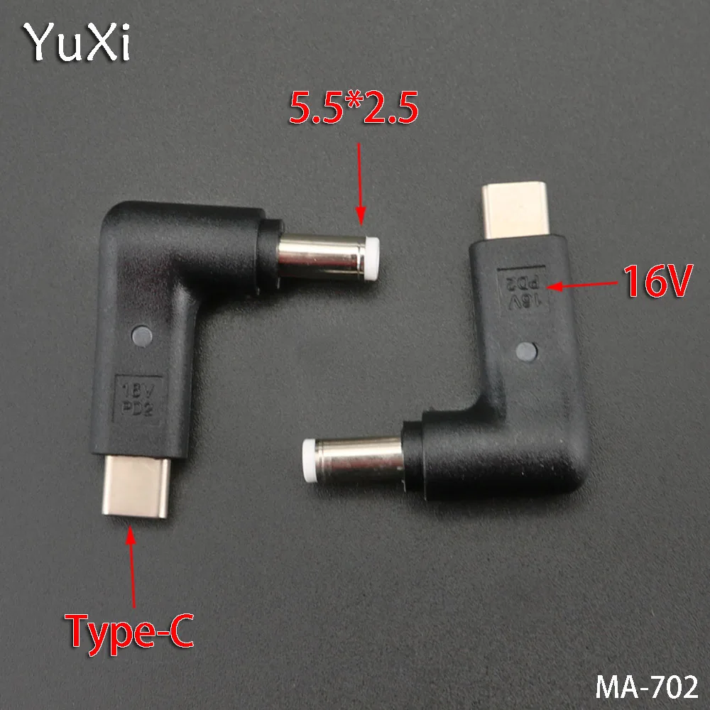 

YuXi 1pcs/lot 16V With lamp TYPE-C male to DC 5.5*2.5mm Charging power adapter DC Power Connector adapter replace repair