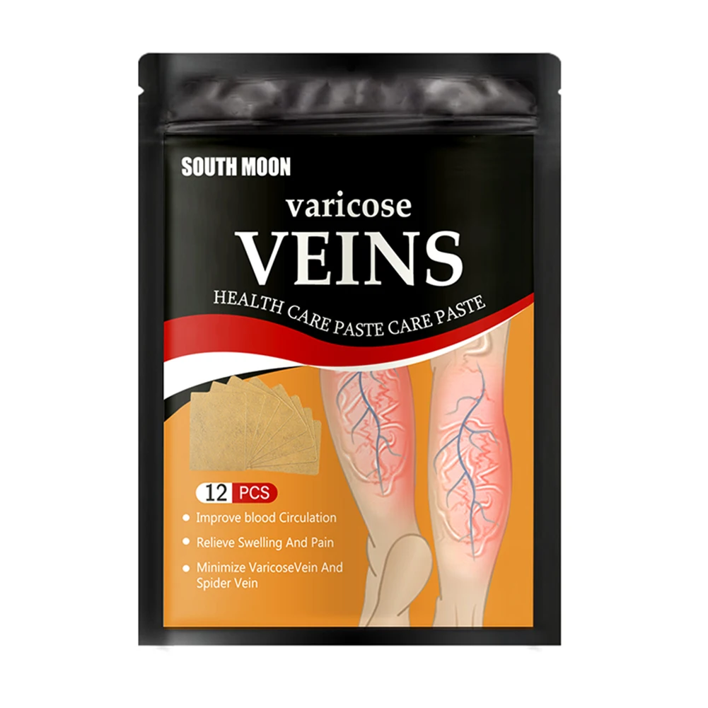 12pcs Varicose Veins Treatment Patch Relieve Leg Pain Spider Vein Removal Plaster Promote Metabolism Anti Swelling for Men Women