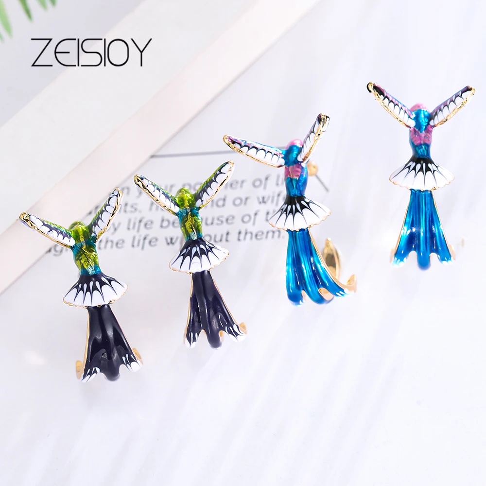 New style flying hummingbird painting oil earrings fashion animal jewelry cute female earrings