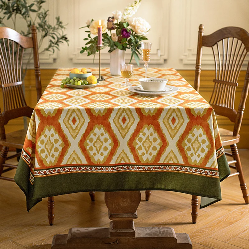 Classic Diamond Pattern Retro Light Luxury  European Table Cloth Cover Cloth Fishbone  Pattern Fabric Cloth Dustproof Cloth New
