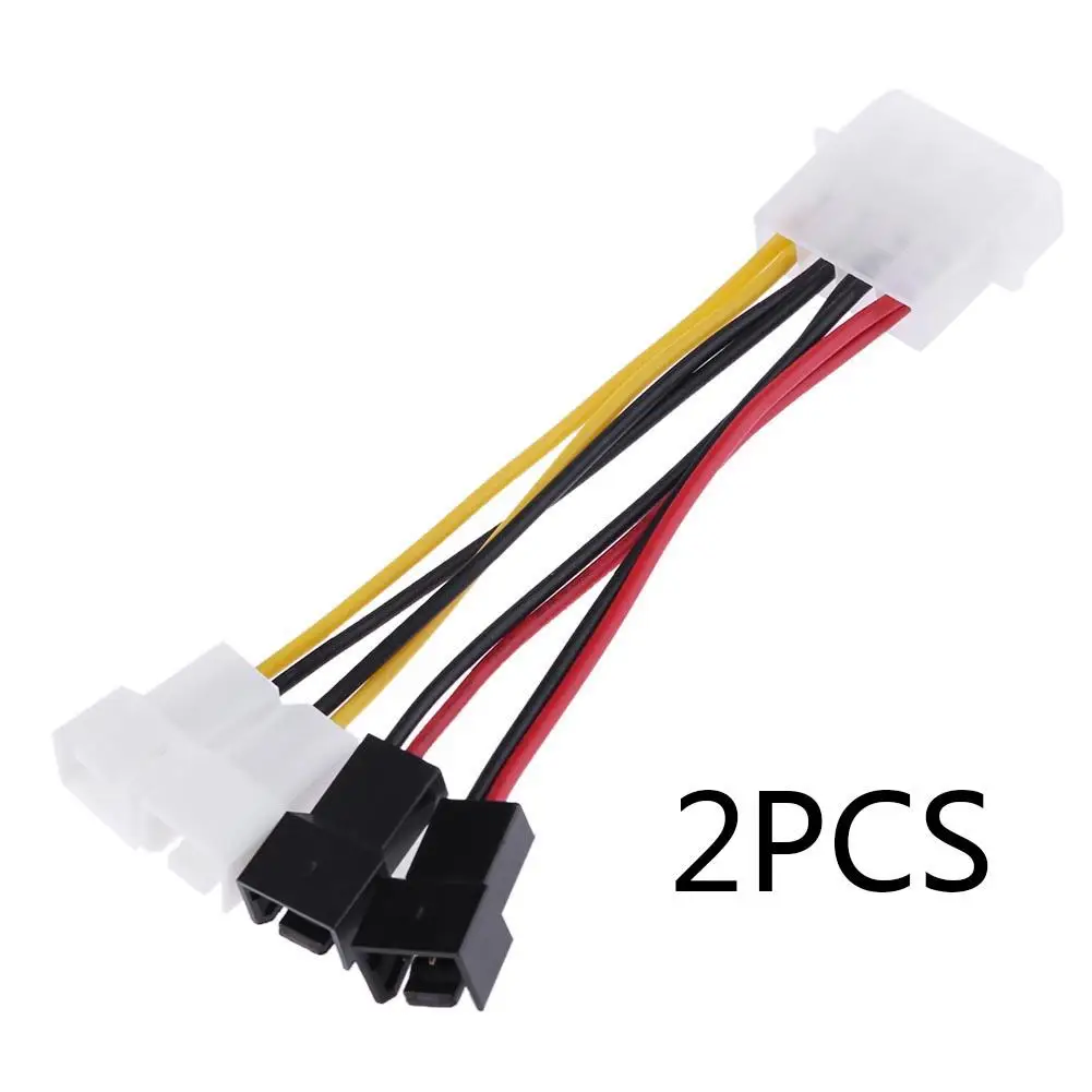 2pcs 4-Pin Molex to 3-Pin fan Power Cable Adapter Connector 12v*2 / 5v*2 Computer Cooling Fan Cables for CPU PC Case Fan