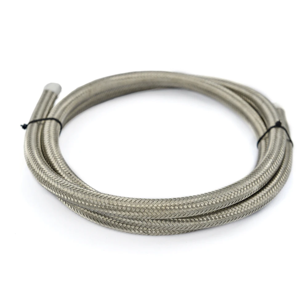 Universal 1M AN Racing Fuel Hose Stainless Steel Braided  Brake Fuel Oil Line AN6 AN8 AN10 Hose Pipe Silver