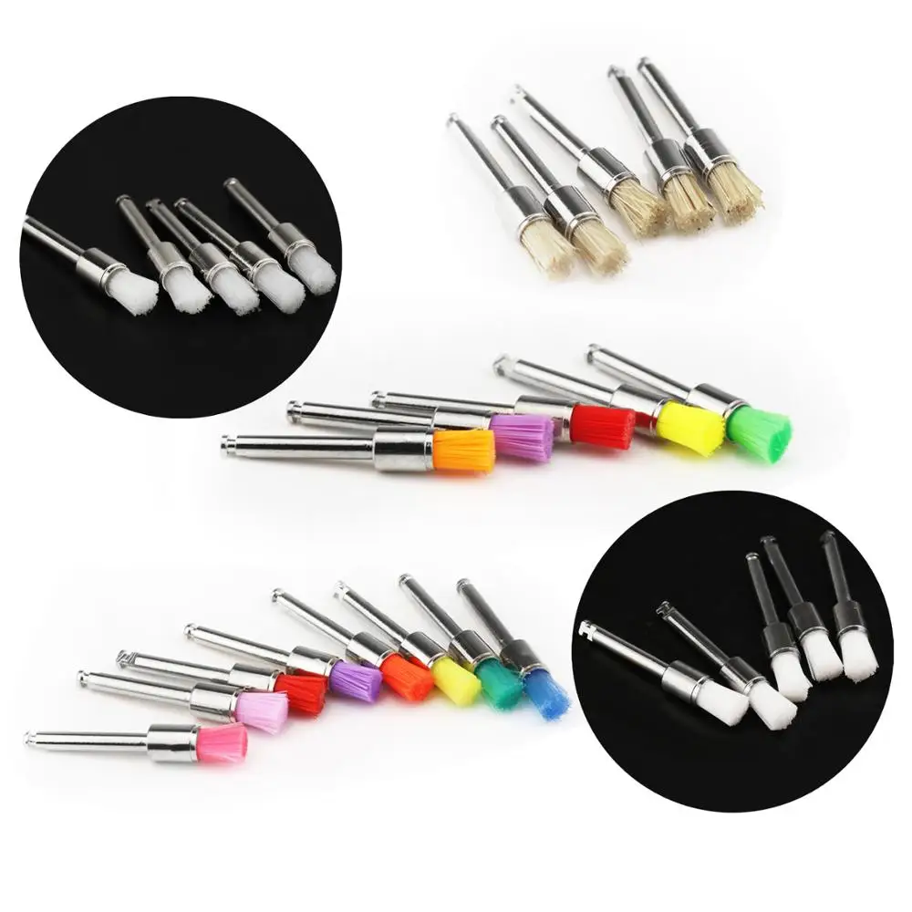 100pcs/Box Dental Polishing Brush Flat Brushes Nylon Bristle Latch Colorful Polisher Brush Dentist Tools Material Dentistry Lab