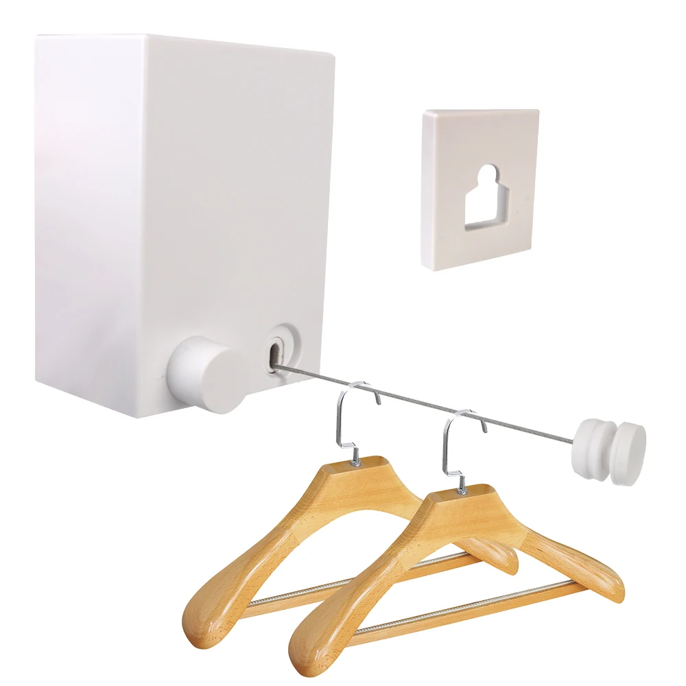 Indoor Outdoor Retractable Clothesline 4M Balcony Invisible Drying Lines Washing Clothes Hanger Laundry Drying Line Wall-mounted