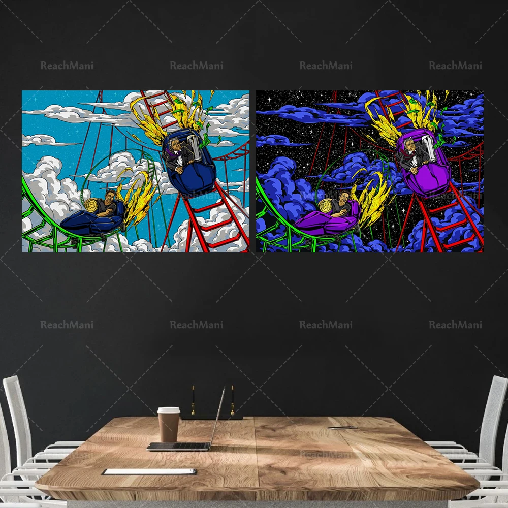 Art du marché boursier, impression Dogecoin, art du marché taureau, décoration de bureau à domicile, art de la finance, art mural moderne, proxy ive