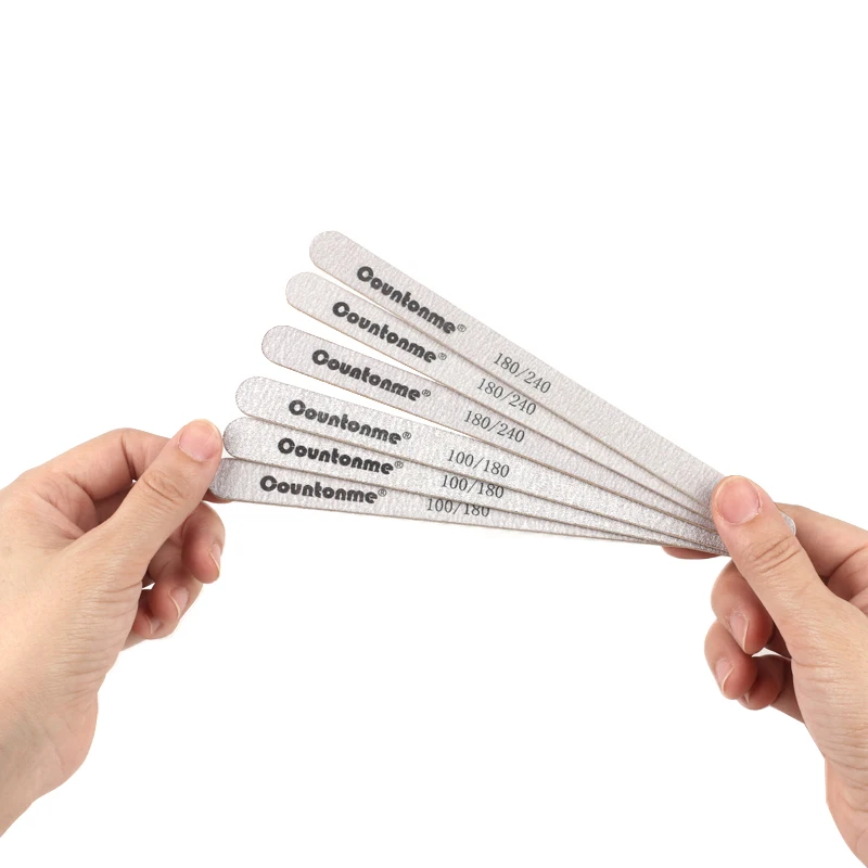 500 Pcs/lot Wood Sandpaper Nail Files For Manicure180/240 Straight Double Sided Files Washable Buffing Pedicure Polisher Tool