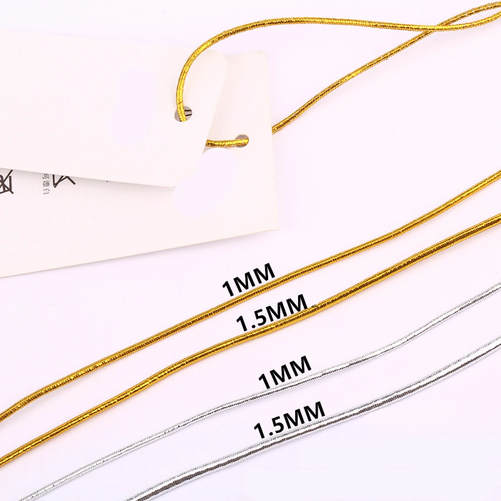 5Yard 1/1.5MM Gold Silver Elastic Line Rubber Band Elastic Rope Spandex String Label Line Garment Trouser DIY Sewing Accessories