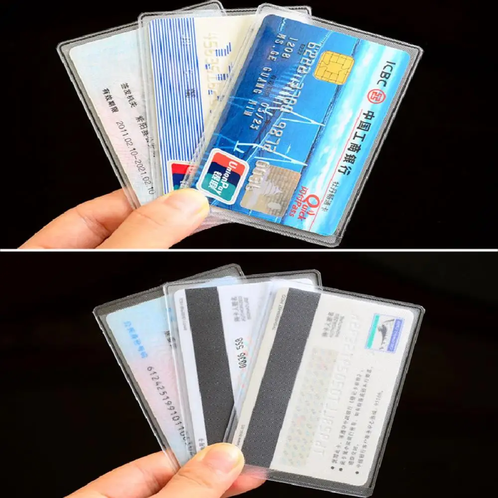 10pcs Clear Protect ID Card Business Card Cover PVC Transparent Credit Card Holder