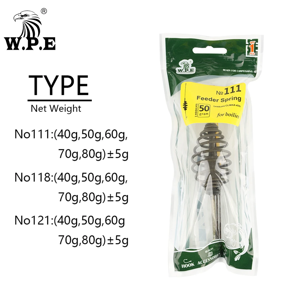 W.p.e-ヨーロッパの鯉釣りキット,鯉釣り用の手作りアクセサリー,リーダーライン,40g/50g/60g/70g/80g,1セット