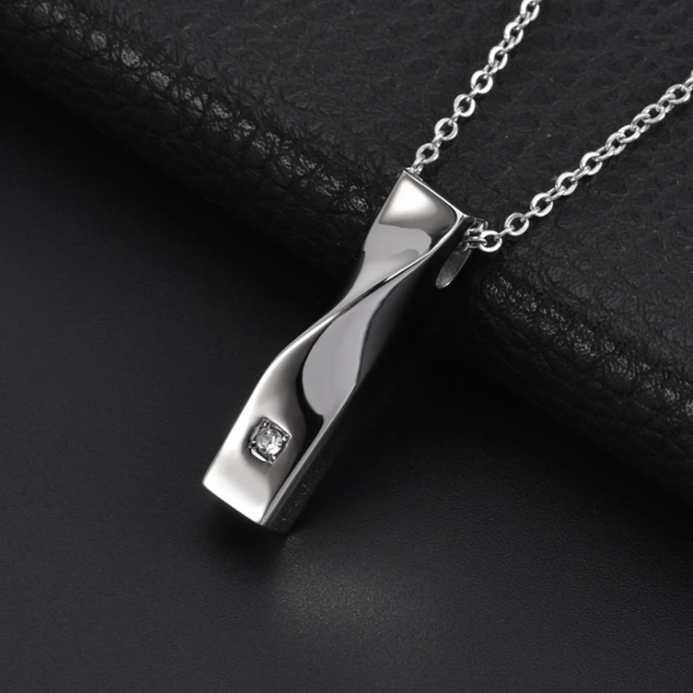 Unisex Torsion Column Stainless Steel Openable Hollow Ashes Pendant Souvenir Cremation Jewelry Dropshipping