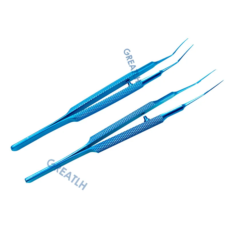 Titanium Capsulorhexis Forceps Veterinary Ophthalmic Tweezer Curved 108mm Ophthalmic Eye Instrument