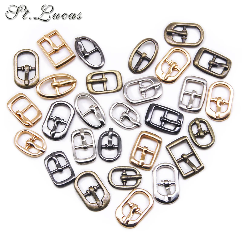 30pcs 8mm Silver Bronze Gold Square Metal Small Pin Buckle for Children Women Shoes Doll Belt Garment Sew On DIY Accessory