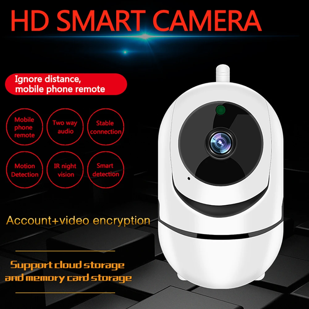 

1080P High-Definition Wireless Wifi Webcam Night Vision Camera Home Security Pet Baby Monitor Automatic Tracking Support TF Card