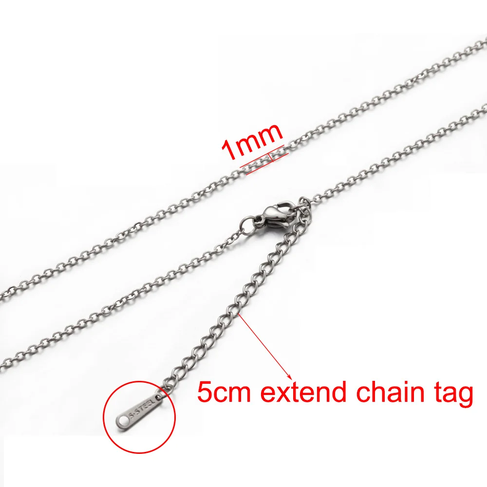 5pcs Stainless Steel Rolo Link Chain Necklace Set