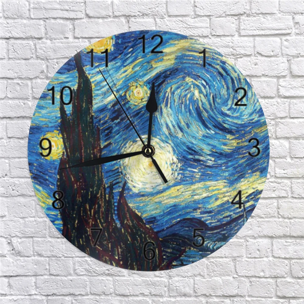 25CM Round Wall Clocks Starry sky Numeral Digital Dial Mute Silent Fashion Digital Clocks Battery Operated Clocks for Room