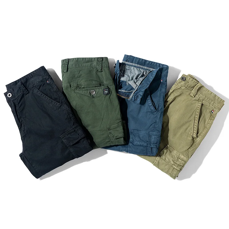 Short cargo en coton pour homme, pantalon à poches, sans ceinture, style militaire, décontracté, grande taille, été, 2023