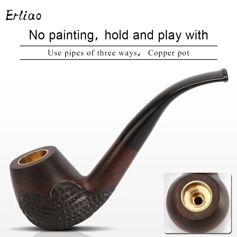 

2021 New Bent Wooden Tobacco Pipe Ebonywooden Smoking Pipe By Handmade With 9mm Carbon Filter Three Ways Purpose Pipe