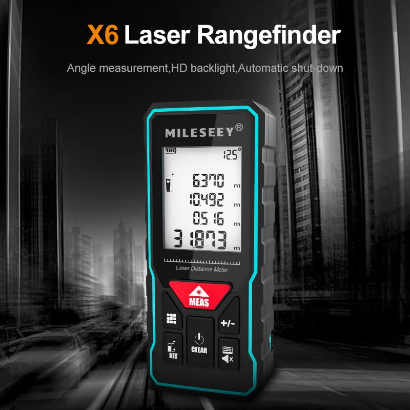 Mileseey télémètre Trena Laser professionnel X5/X6 40M 60M 80M 100M, dispositif de mesure de Distance numérique Rechargeable