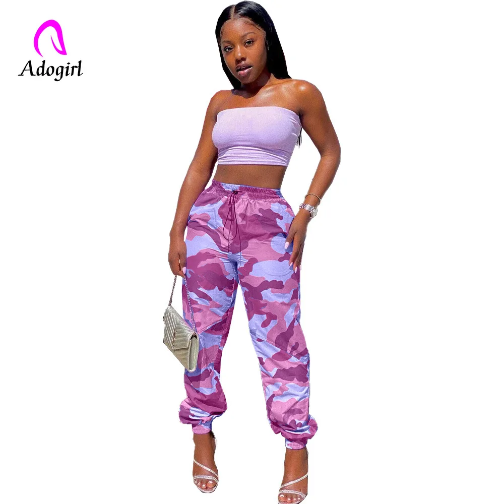 

Camo Women Jogger Pants High Waist Sporty Trousers Fitness Casual Loose Pants Purple 2020 Summer New Streetwear Cargo Sweatpants