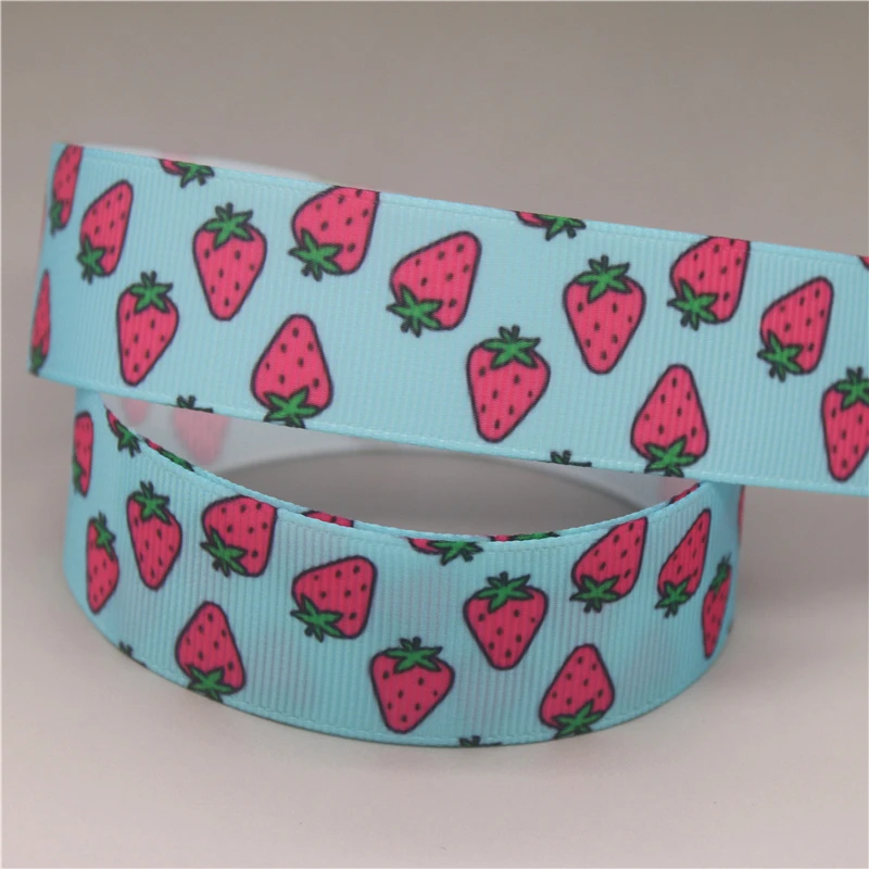 DHK 7/8\'\' 5yards Fruit Strawberry Pineapple Coconut Banana Printed Grosgrain Ribbon Accessory Hairbow Headwear  DIY E1962