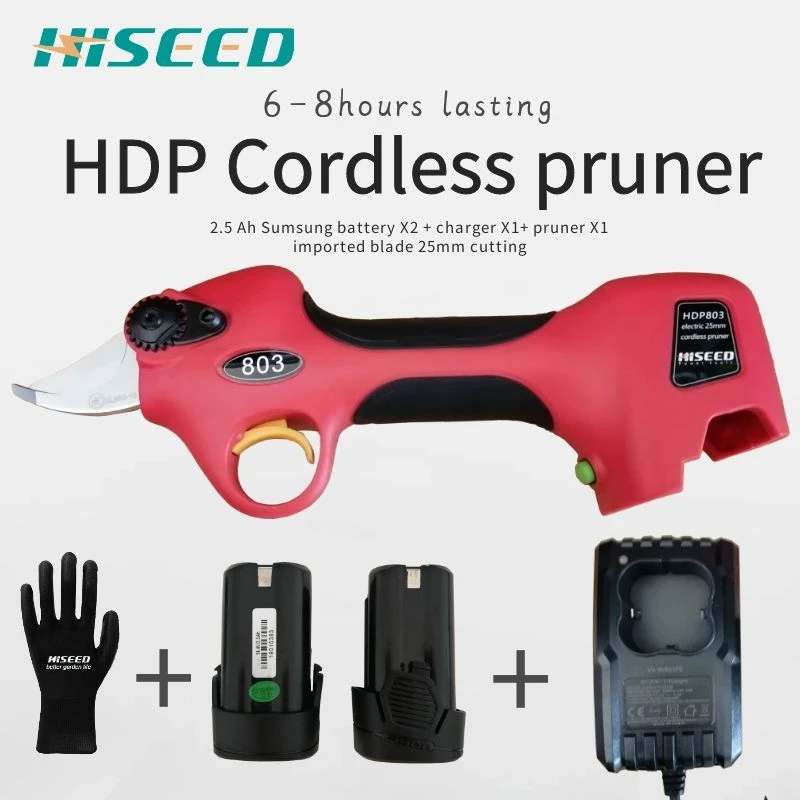 HISEED User Friendly Electric Pruning Shears Lithium Battery Cordless Cutting Scissors Pruner
