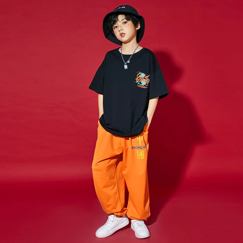 Summer Children Loose Street Dance Practice Wear Streetwear Girls Boys Fashion Hip Hop Jazz Dancing Performance Costume YS2093