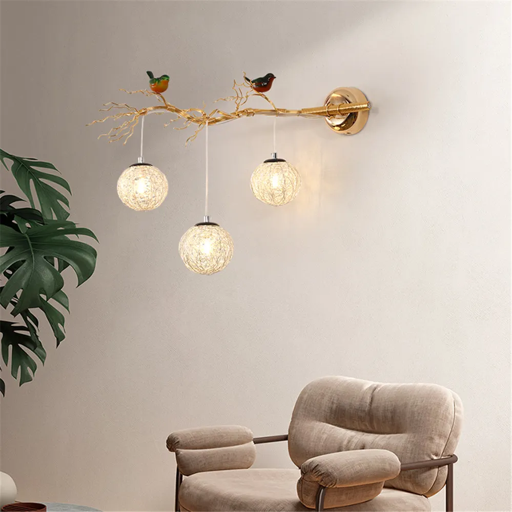 Nordic Bird Nest Aluminum Art Deco Wall Lamp For Dining Room Villa Living Room Corridor Led Sconce Light Romantic Kids Fixtures