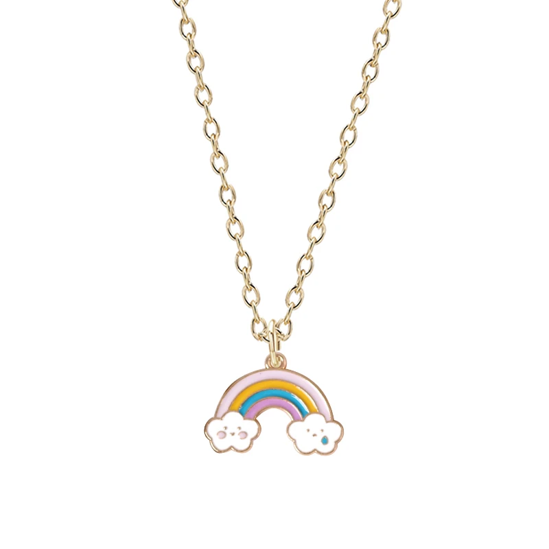 Bohemian Style Cute Romantic Girl Necklace Cloud Rainbow Pendant Zinc Alloy Material Fashion Men And Women Jewelry Gifts Hot