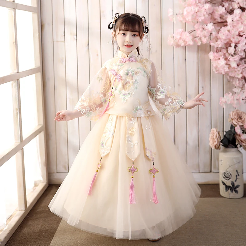 Vestido Cheongsam tradicional chino para niñas, vestido Formal de princesa para fiesta, disfraces de actuación para niños, ropa para Festival de Año Nuevo