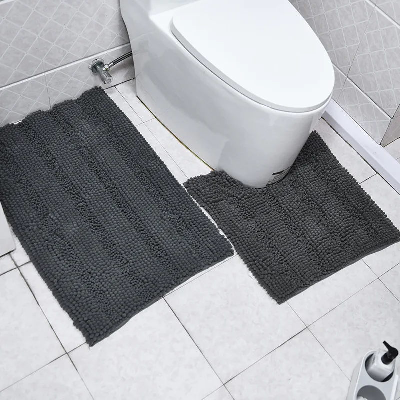 Super Absorbent Bathroom Bath Mat Set U Shaped Toilet Rugs Antislip Shower Carpets Set Wahsable Shower Room Carpet Floor Mats