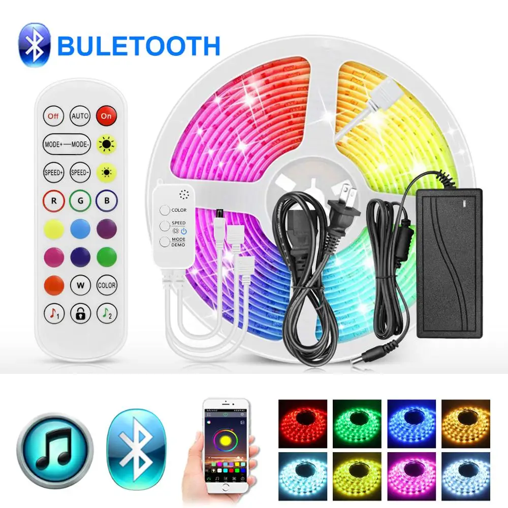 Bluetooth control LED Strip Lights 5M-30M Smart LED Lights 5050 RGB lamp Music Sync for TV,Bedroom,Party,Home Decoration