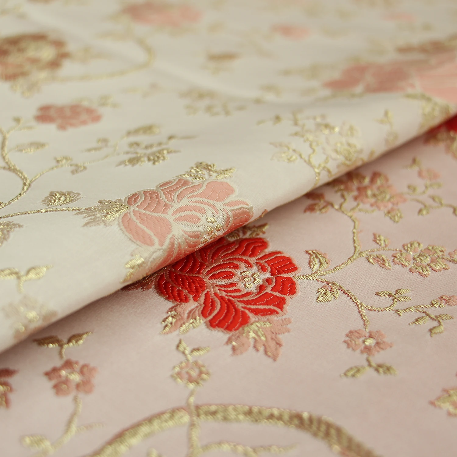 1yard Oriental Ethnic Brocade Jacquard 147cm wide Floral Woven Satin Fabric China Cheongsam Dress Bag Home Textile Kimono Cloth