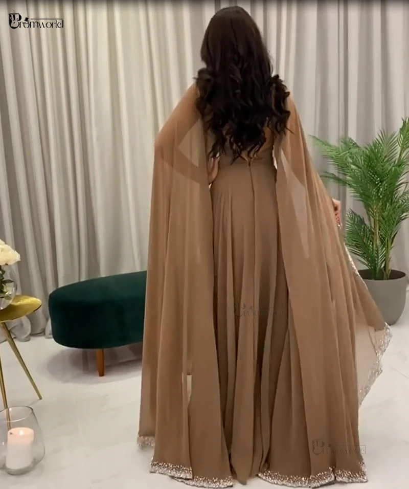 Modern High Couture Evening Dresses A-Line Vestidos De Fiesta Sweetheart Chiffon Beading Robe Dubai Arabic Formal Prom Gown image 4