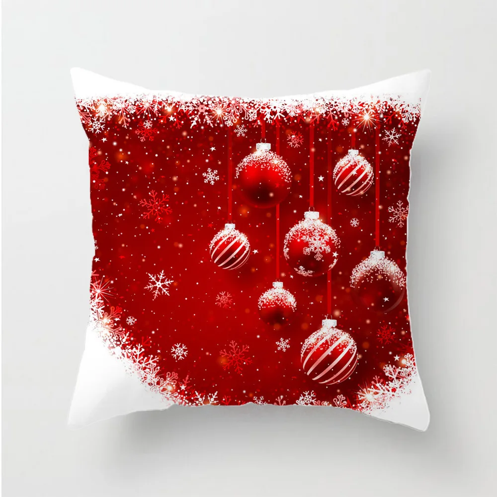 Fundas de almohada decorativas de poliéster con estampado navideño 3D, fundas de almohada cuadradas con cremallera, estilo-3