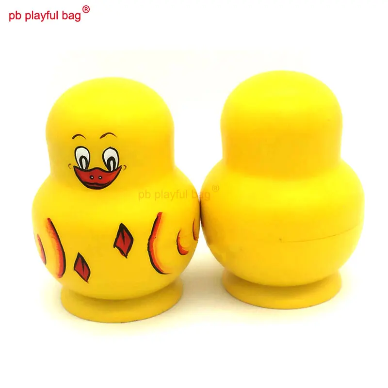 PB Playful bag Ten story little yellow duck Russian dolls funny wooden toy set crafts Valentine's Day gift decorations HG50