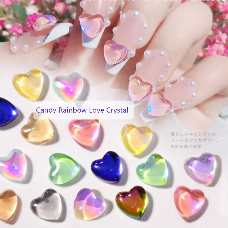 

5PCS Glass Shining Candy AB Mix Colors Tips Nail Rhinestones flat crystal 3D Manicure Nail Art Decoration Charms Jewelry