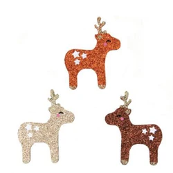 8pcs/lot Christmas Glitter Patches Christmas Reindeer Appliques Kids Headwear Clothing Accessories Christmas Decorative Material