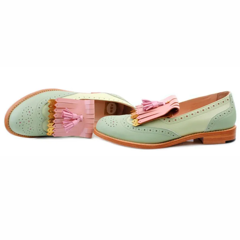 2024 New Fashion Carved Women Loafers Vintage Tassel Flats Oxfrods Shoes Women Casual Student Mixed Colors Brogues Shoes Ladies