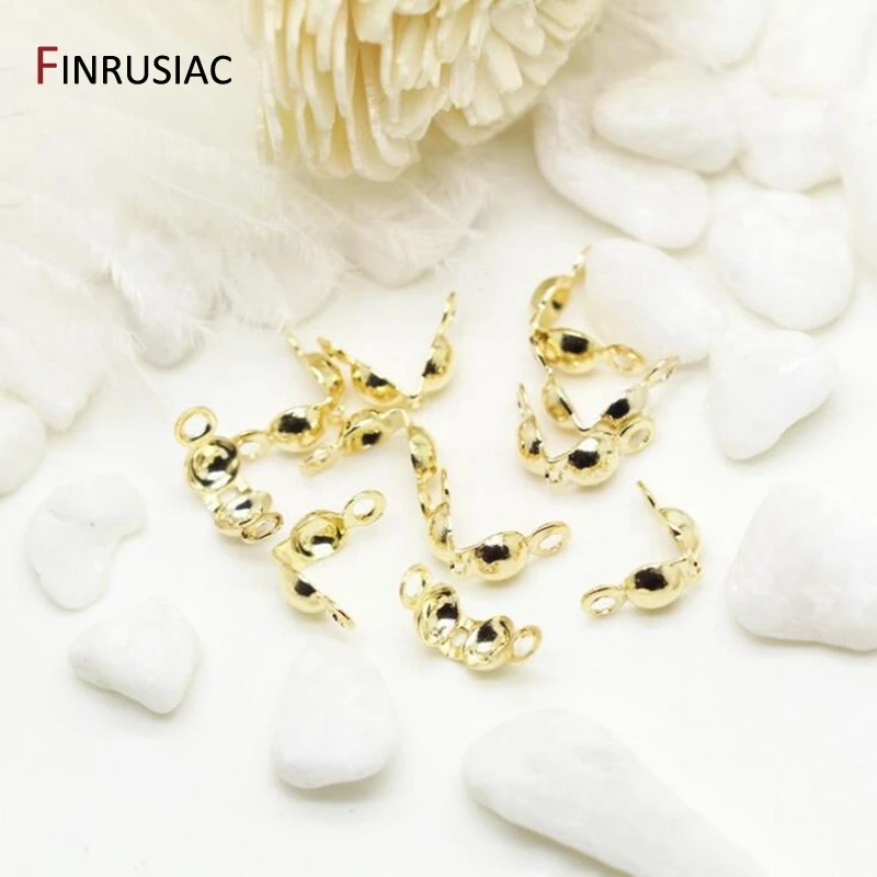 3mm/4mm 14K vergoldetes Messing Calotte Crimp Bead Tips Knotenabdeckungen Clamshell Fold-Over Bead Tips für DIY Schmuckherstellung Zubehör – Detail 17
