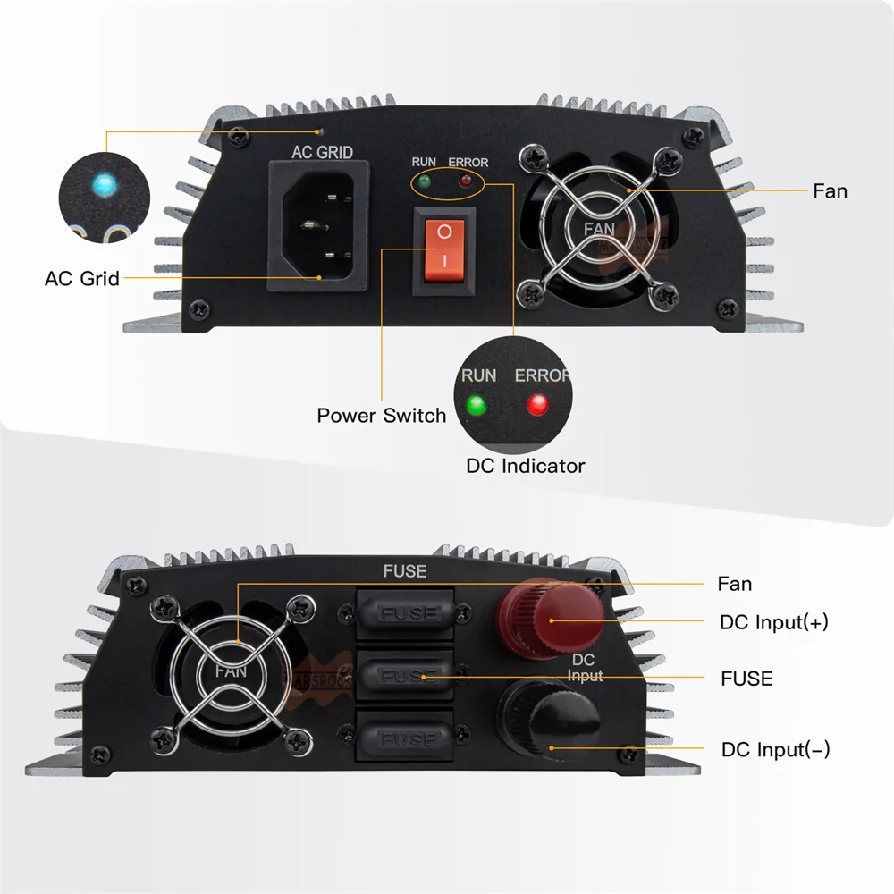 Imagem -02 - Colorido 1000w 18v no Inversor da Grade 10.830v dc à C.a. 190260v Mppt Inversor Puro do Laço da Grade da Onda do Seno para o Painel do pv de 1200w 36 Células