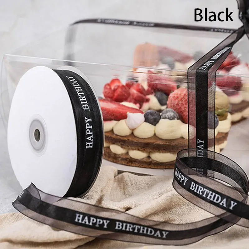 Polyester ribbon cake shop baking printed happy birthday packaging gift DIY to create a happy atmosphere for your gift