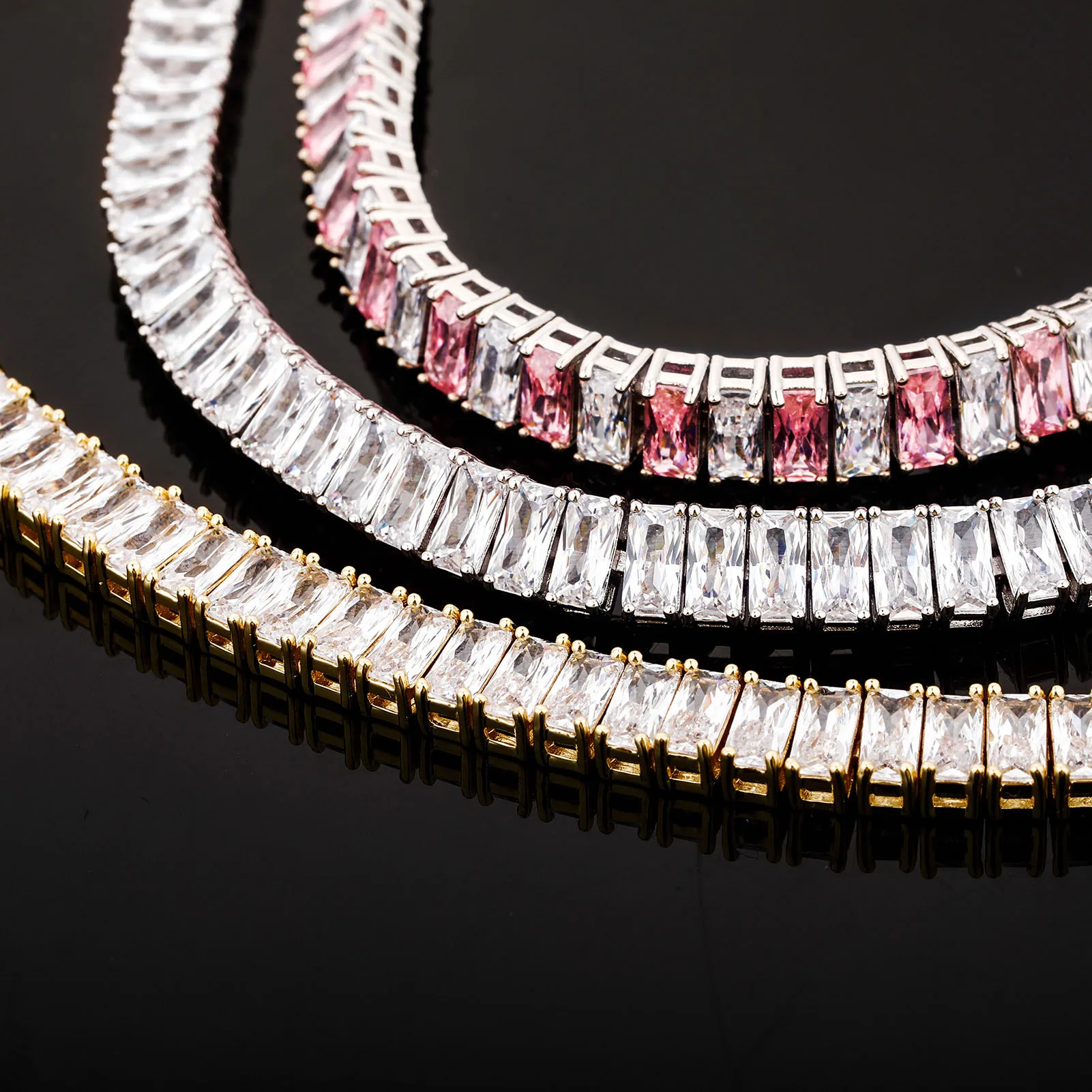 TOPGRILLZ 2020 New Baguette 8mm Tennis Chain Bracelet Iced Out Cubic Zirconia Hip Hop High Quality Fashion Charm Jewelry Gift